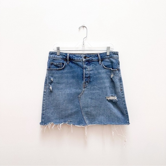 Old Navy High Rise Distressed Raw Hem Jean Skirt - Picture 6 of 6